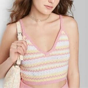 Multicolor Striped Knit Crop Top
